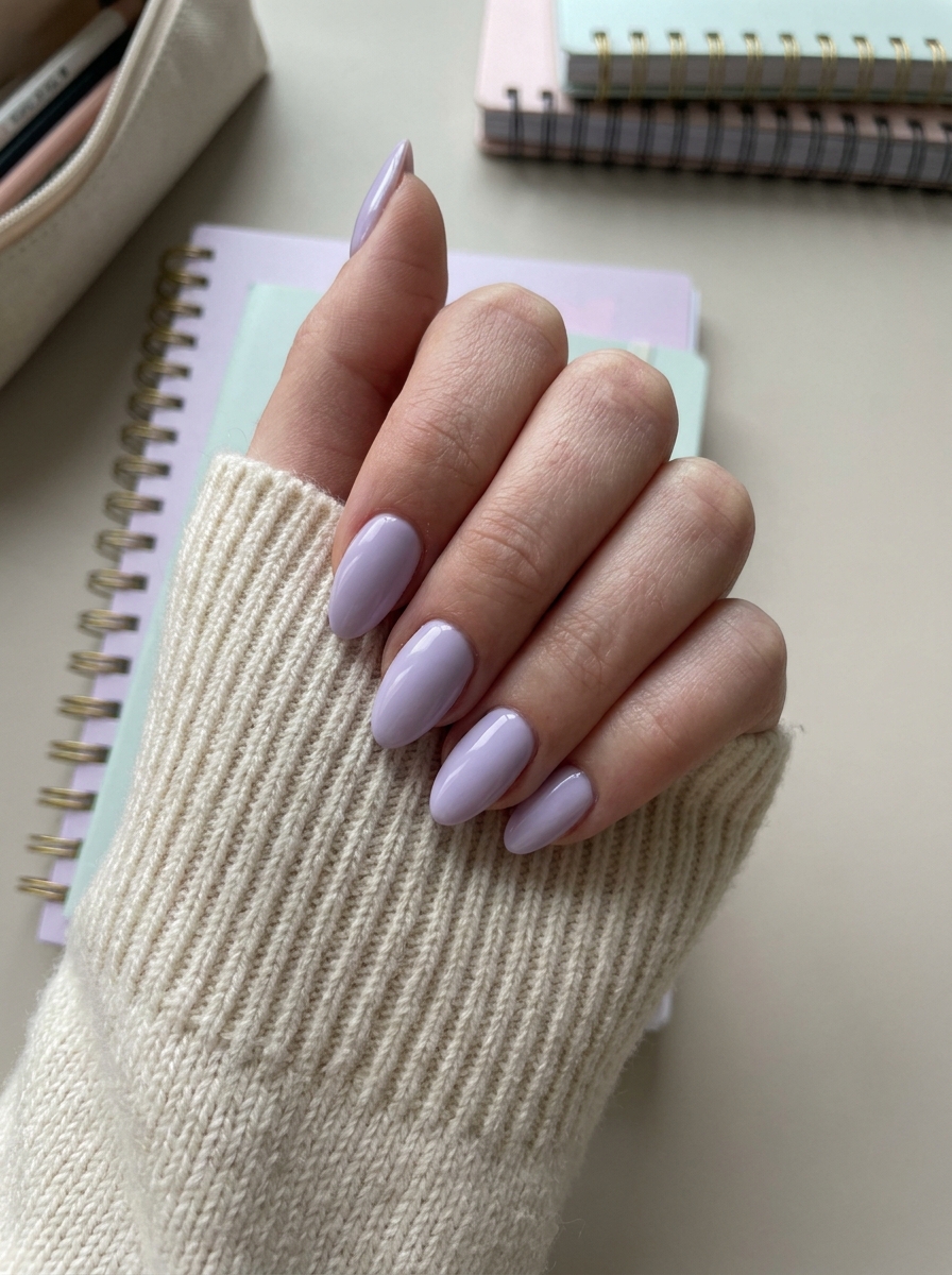 Soft Lavender School Nails als Back to School Nails Inspiration 2026